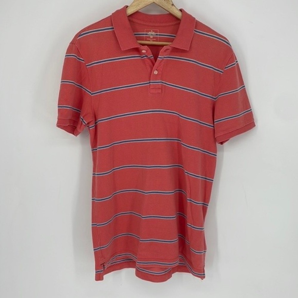 GAP 'the modern pique polo' striped shirt peach & blue size MED men's